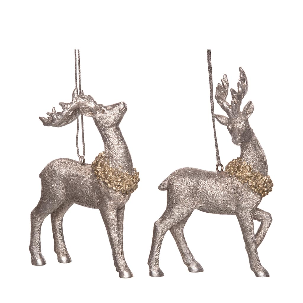 Transpac Resin Elegant Reindeer Ornament Set of 2 Christmas Home Decorations