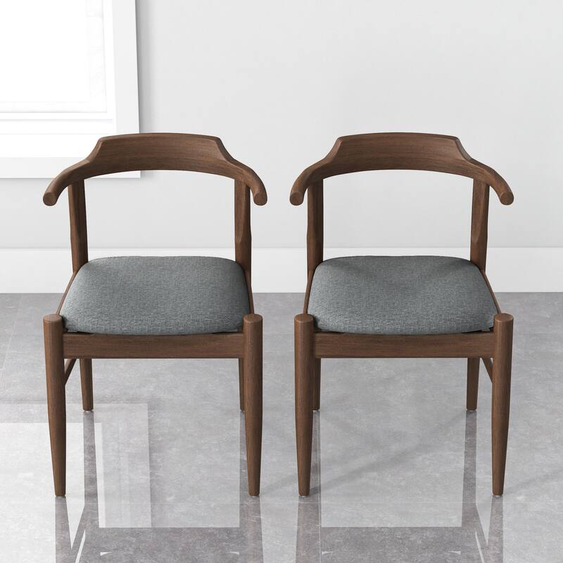 GDFStudio - Daisy Mid-Century Modern Fabric Dining Chair with Solid Wood Frame, Set of 2 - 18.5"W