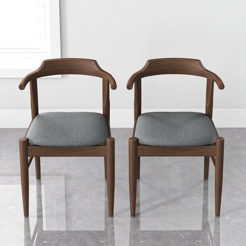 GDFStudio - Daisy Mid-Century Modern Fabric Dining Chair with Solid Wood Frame, Set of 2 - 18.5"W