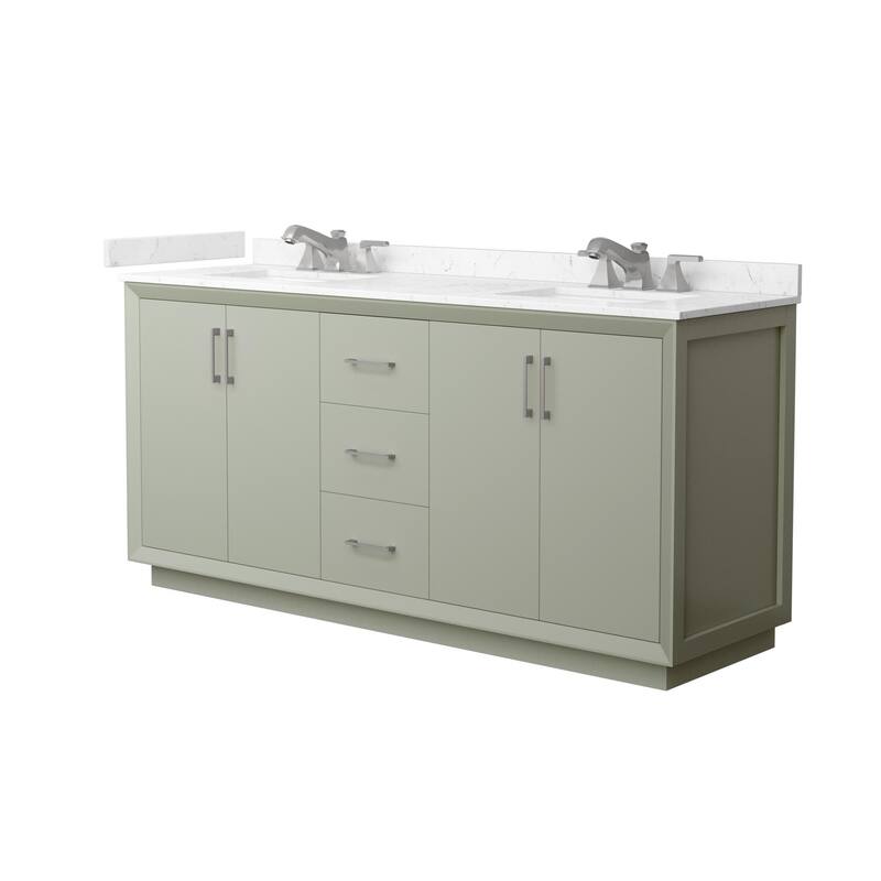Wyndham Collection WCF4141-72D-VCA-US3MXX Strada 72" Free Standing - Light Green / Carrara Cultured Marble Top /