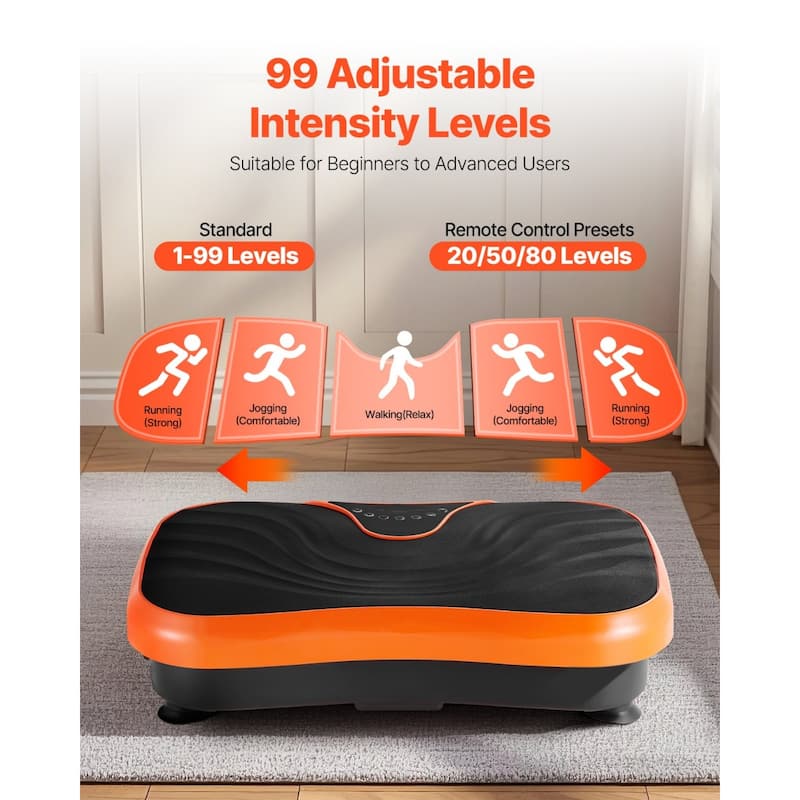 99 Speed Levels Remote Control, Low-Noise Full-Body Workout Platform with Resistance Bands - Medium