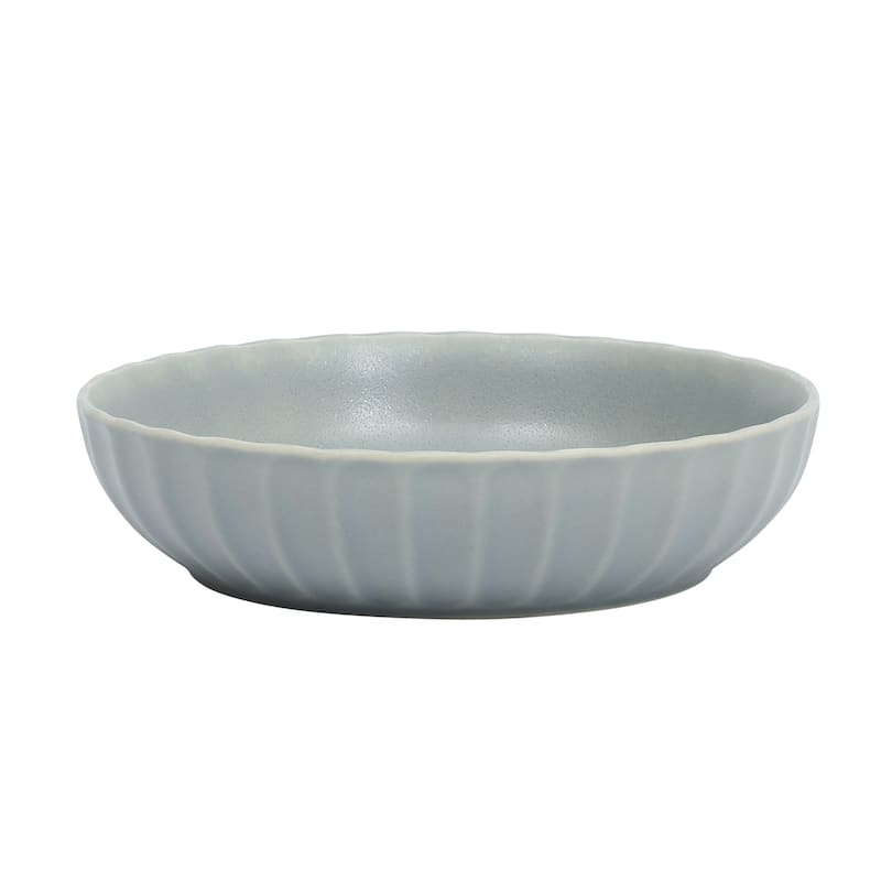 Gibson Elite Malibu Shore 16 Piece Scallop Stoneware Reactive Glaze (Service for 4) Ceramic Plates and Bowls Dinnerware Set