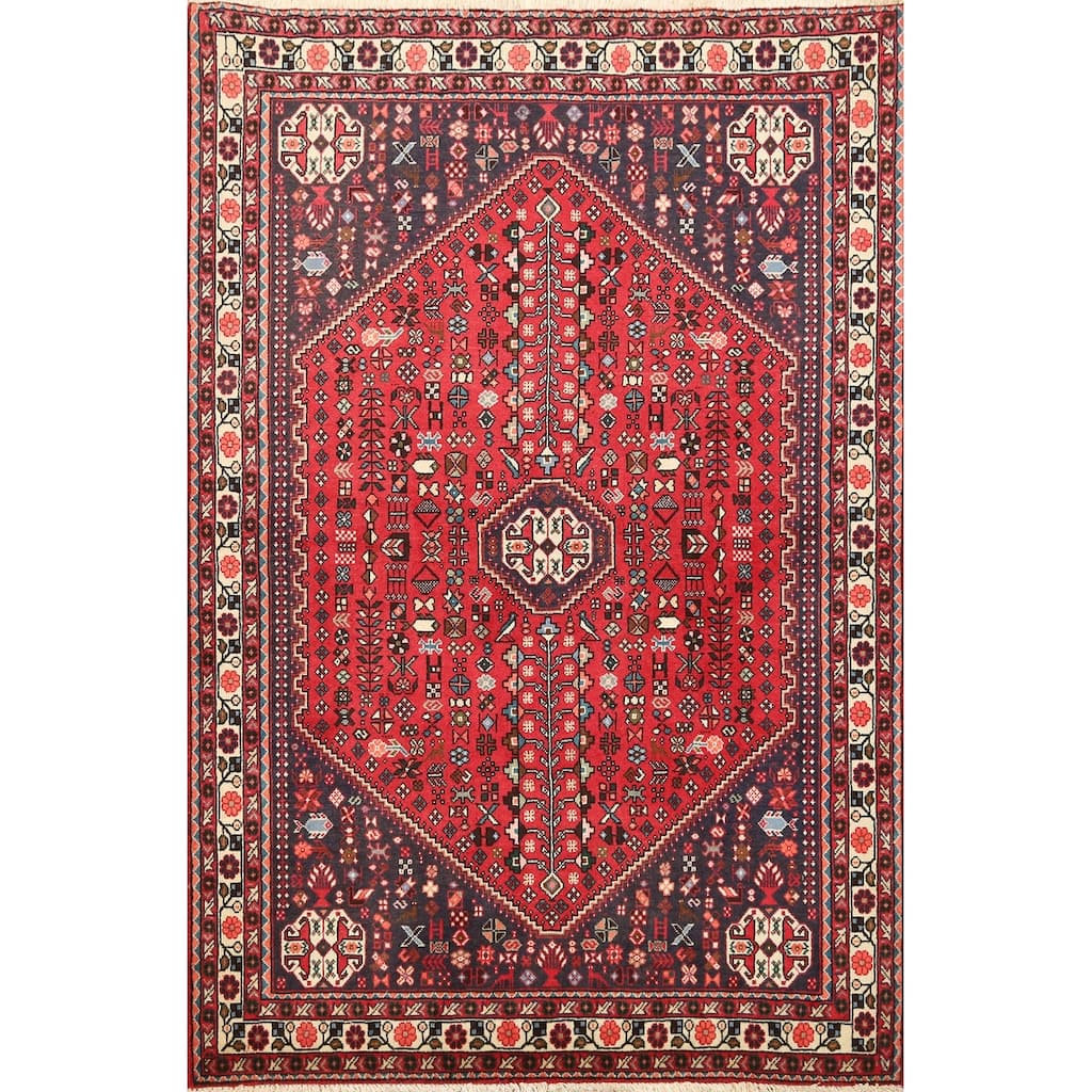 Vegetable Dye Tribal Abadeh Persian Area Rug Hand-knotted Wool Carpet - 3'4" x 5'0"