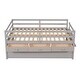 preview thumbnail 3 of 7, Gray Full Solid Wood Loft Bed with Safety Fence, Ladder, Drawers, Trundle