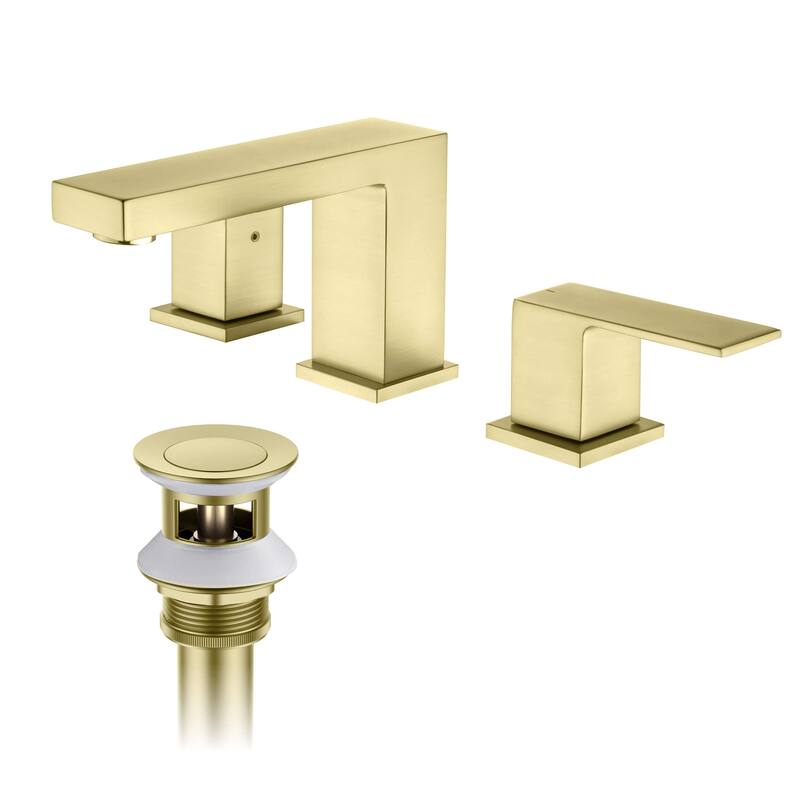 Cube 8“ Widespread Bathroom Sink Faucet with Drain Assembly