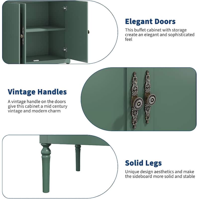 59" Sideboard Buffet Cabinet with Storage, Modern Credenza with 4 Doors and Adjustable Shelves