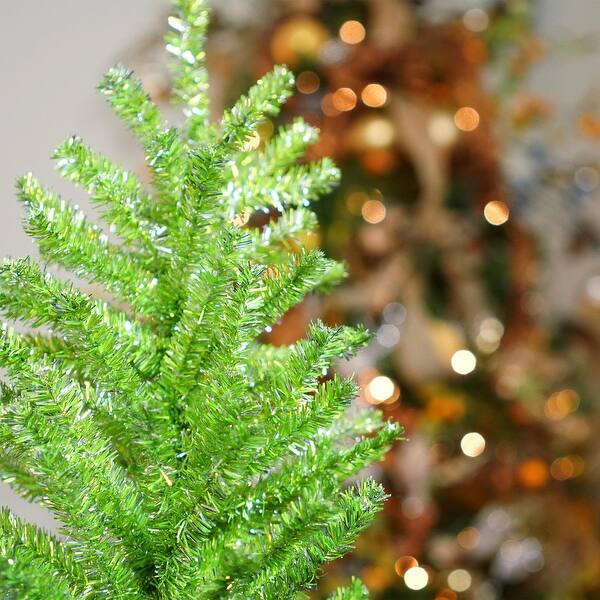 Shop 16 Sparkling Kiwi Green And Silver Retro Tinsel Table Top Christmas Tree Unlit Overstock 18859359