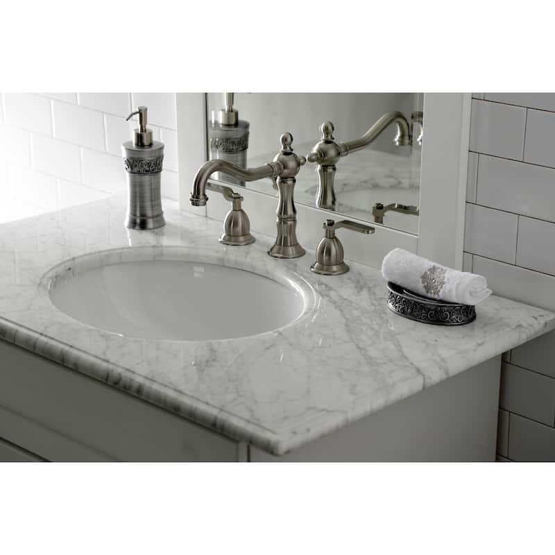 Whitaker Deck Mount Widespread Bathroom Faucet with Brass Pop-Up