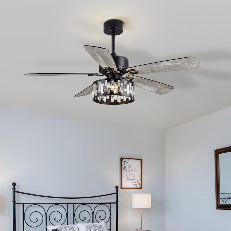 52" 5-Blade Farmhouse Ceiling Fan with Lights Remote Control
