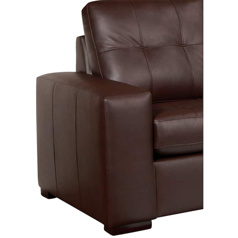 Liam Top Grain Leather Tufted Sectional Chaise Sofa