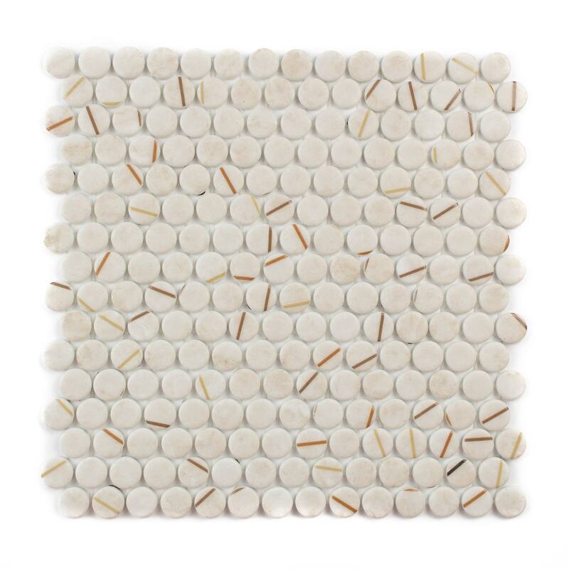 The Tile Life Eterna Penny 12x12 Round Glass Mosaic Floor, Wall & Backsplash Tile