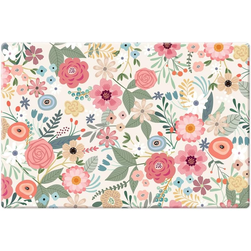 Floral Frenzy 30” x 20” Decorative Comfort Floor Mat Manufactured in The USA, Waterproof, Reduces Muscle Fatigue, Easy to Clean - multi - 30x20