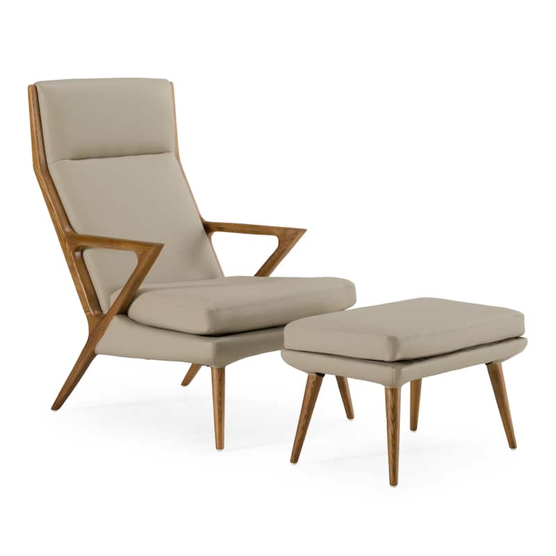 Modrest Fulton Modern Beige Lounge Chair & Ottoman