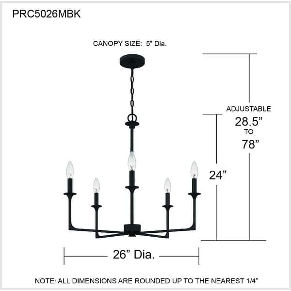 Prescott 5-Light Matte Black Chandelier