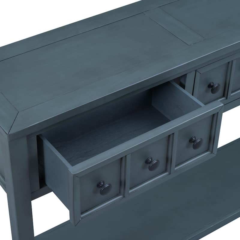 Rustic Entryway Console Table, 60" Long Sofa Table with two Different Size Drawers and Bottom Shelf for Storage