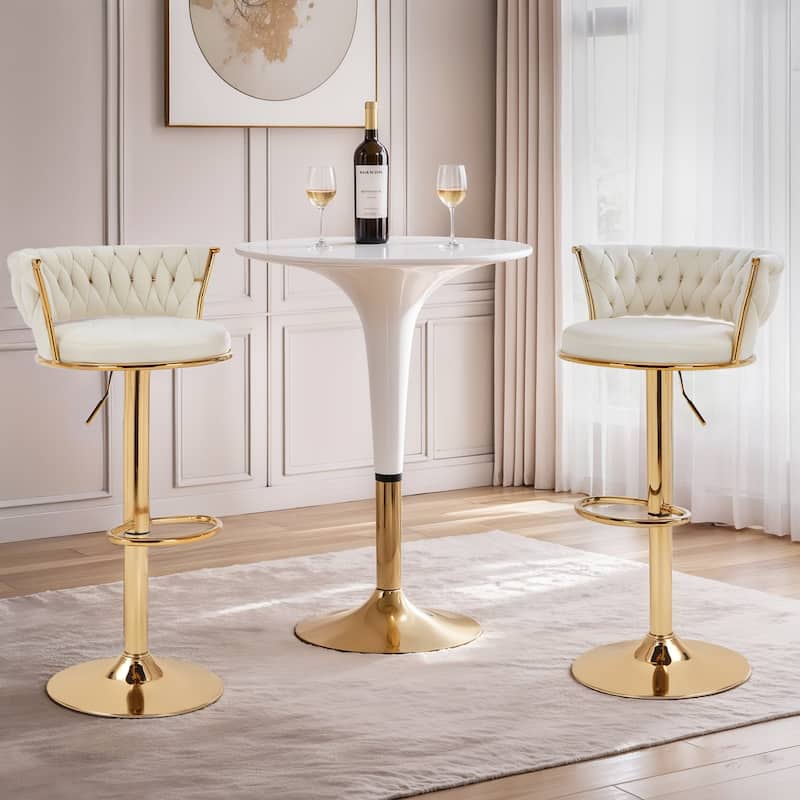 Javlergo Bar Stools Set of 4 Velvet Floral Back 360° Swivel Bar Stools 30.5" to 38.8" Adjustable Height Bar stools
