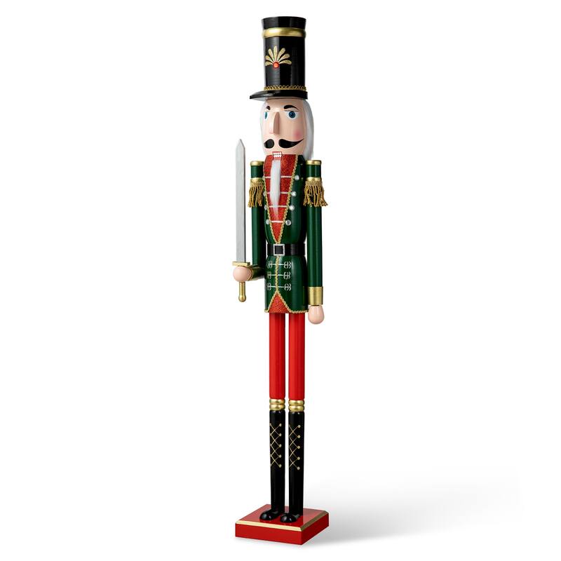 Glitzhome 42"H Large Size Christmas Wooden King & Soldier Nutcracker Set Xmas Figurine Decor for Indoor Outdoor