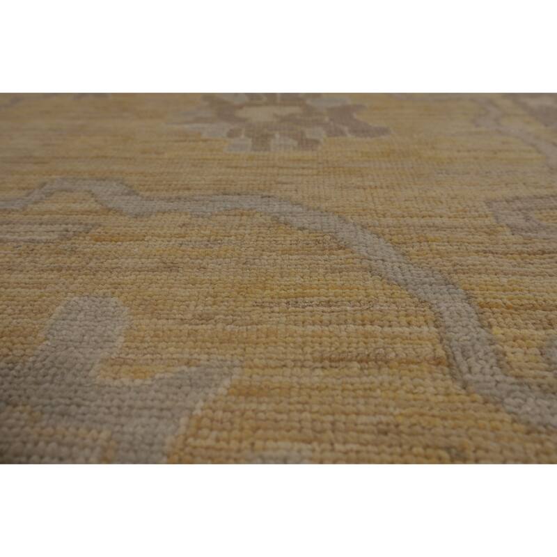Hand Knotted Oriental 100% Wool Carpet Transitional All-Over Yellow & Gold Oushak Area Rug - 13' 6'' X 9' 10''