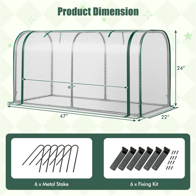 Portable Mini Greenhouse with PE Cover and Metal Frame for Outdoor Plants Sun and Rain Protection Easy Setup