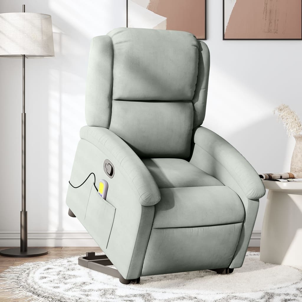 vidaXL Stand up Massage Recliner Chair Power Lift Wingback Armchair Velvet