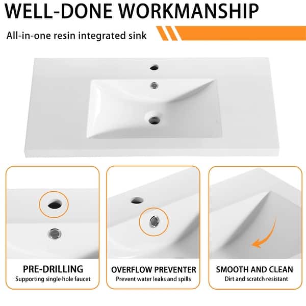 Ashinton 49 in. W x 22 in. D Single Basin Solid Surface Vanity Top in Solid White with Intergrated White Basin Ashinton 49 in. W x 22 in. D Single Basin Solid Surface Vanity Top in Solid White with Intergrated White Basin