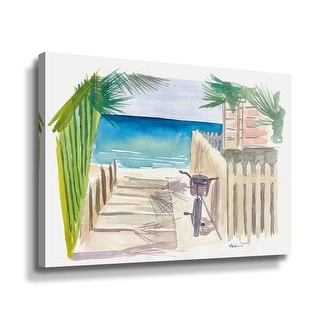 A Day At The Beach with Bike Gallery Wrapped Canvas - Green - Bed Bath ...