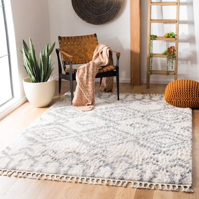 SAFAVIEH Berber Fringe Shag Martina Trellis Rug
