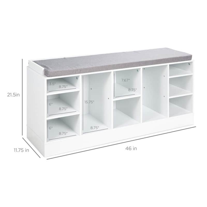 Shoe Rack Bench - 11.75"D x 46"W x 21.5"H