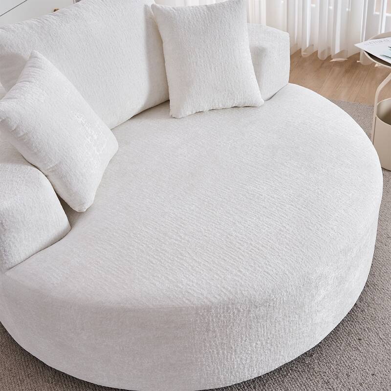 Oversized Swivel Accent Chair, Chenille Round Chairs Upholstered Swivel Chair, Single Sofa Armchair, Sleeper Chair