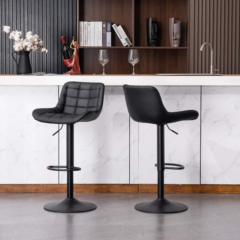 Modern Adjustable Swivel Bar Stools Counter Height Set of 2