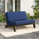 preview thumbnail 59 of 72, Patio Teak Wood Outdoor Loveseat with Cushion Natural Wood - Navy