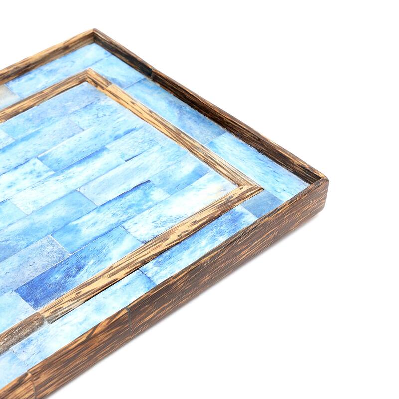 Ribaldi Handmade Bone Inlaid Wooden Tray/Décor & Serving Tray - 12X7.25X0.8"