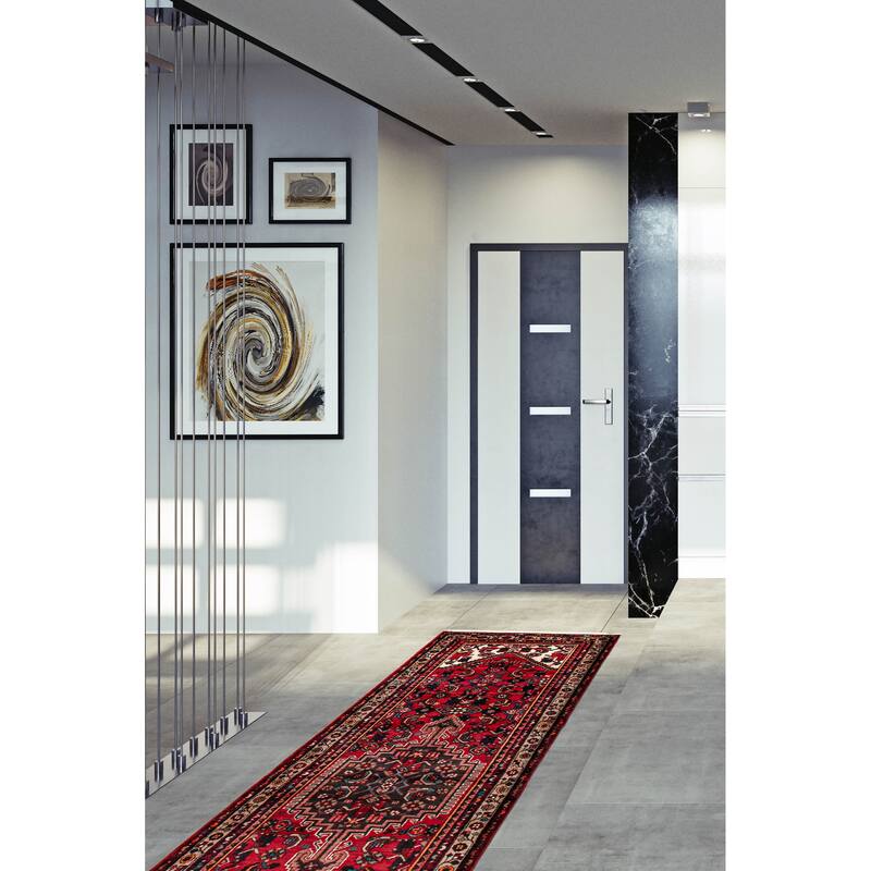 ECARPETGALLERY Hand-knotted Andelz Red Wool Rug - 3'8 x 10'2