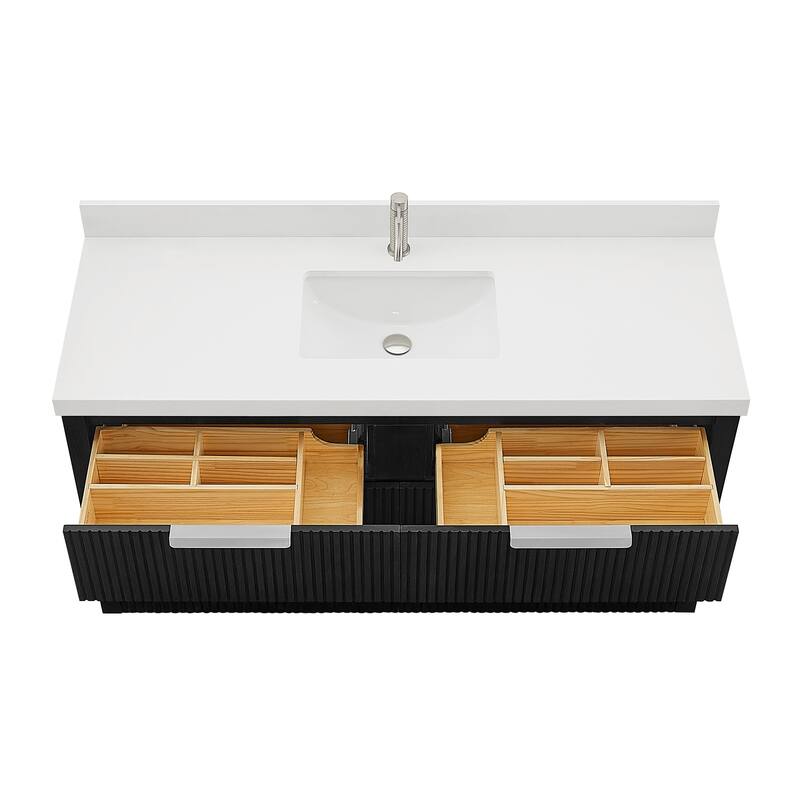 Santarem Single Vanity with Pure White Quartz Stone Top without Mirror