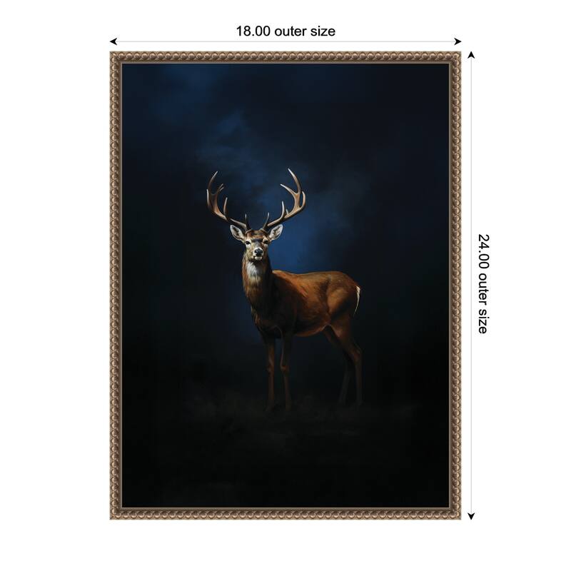 Kate and Laurel Cobalt Night Sky Deer by The Creative Bunch Studio Framed Canvas Wall Art Print