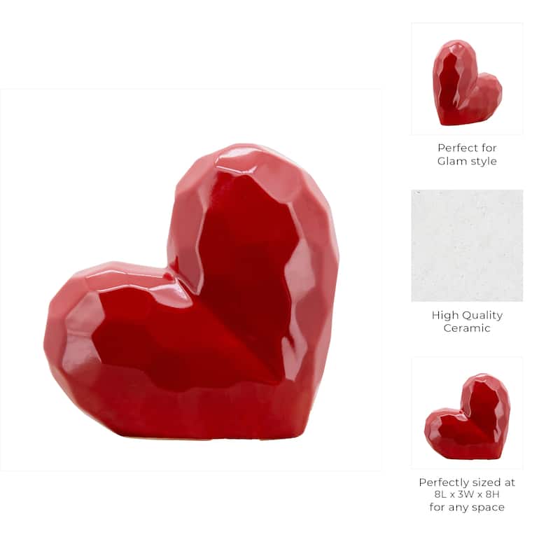 Modern Stone Ceramic Geometric Heart Sculpture