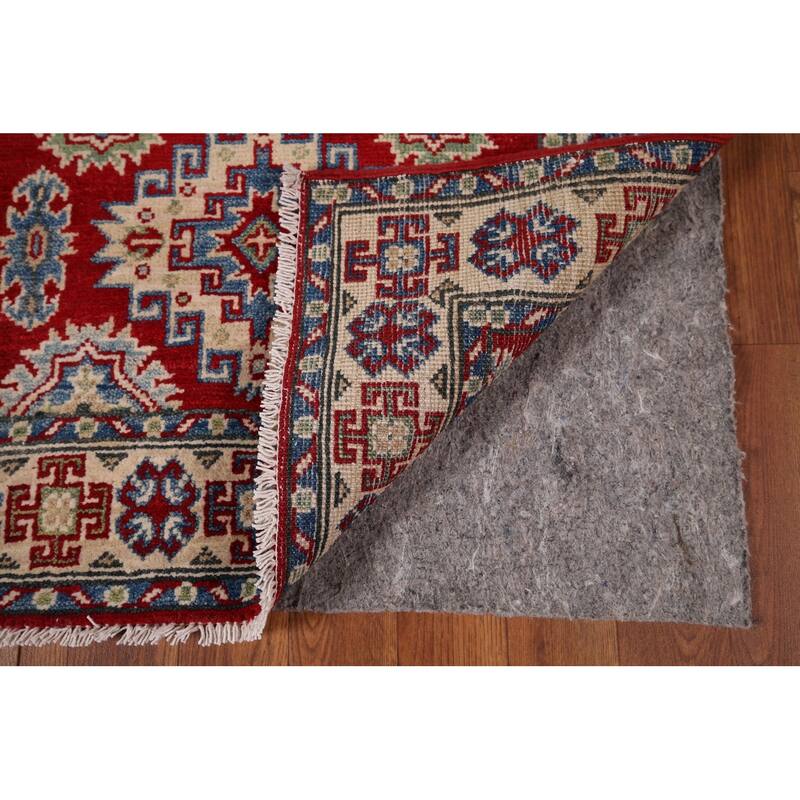Red Kazak Runner Rug Handmade Wool Carpet - 2'6" x 16'3"