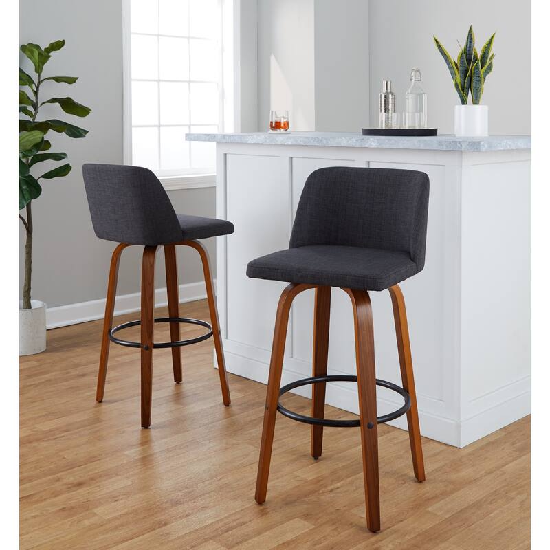 Carson Carrington Vallberga 30" Fixed-Height Bar Stool with Walnut Wood Base (Set of 2)