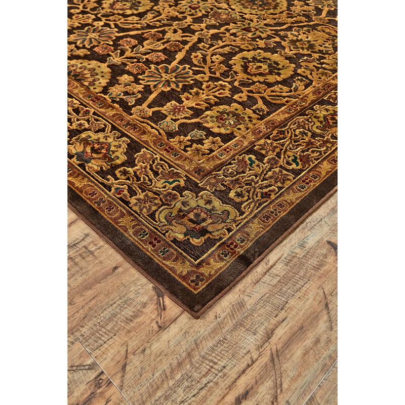 Saphir Transitional Chenille Rug, Chocolate/Golden, Area Rug