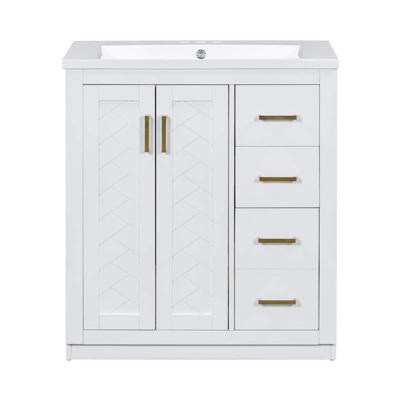 30 inches Freestanding Bathroom Vanity Set with Integrated Sink