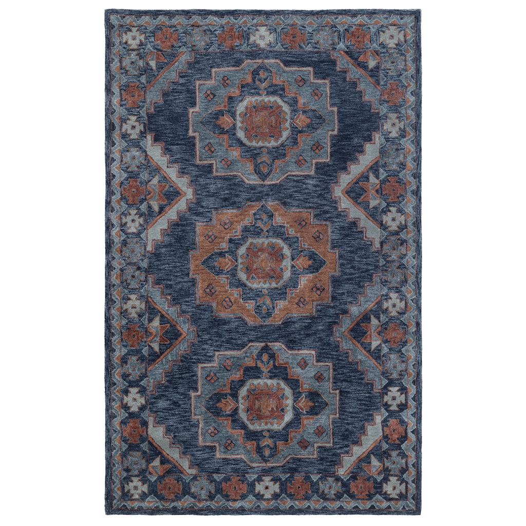 Terra by Obeetee Reverie Hearth Deep Blue Rug