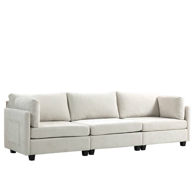 111.42" Chenille Upholstered Three Seater Sofa