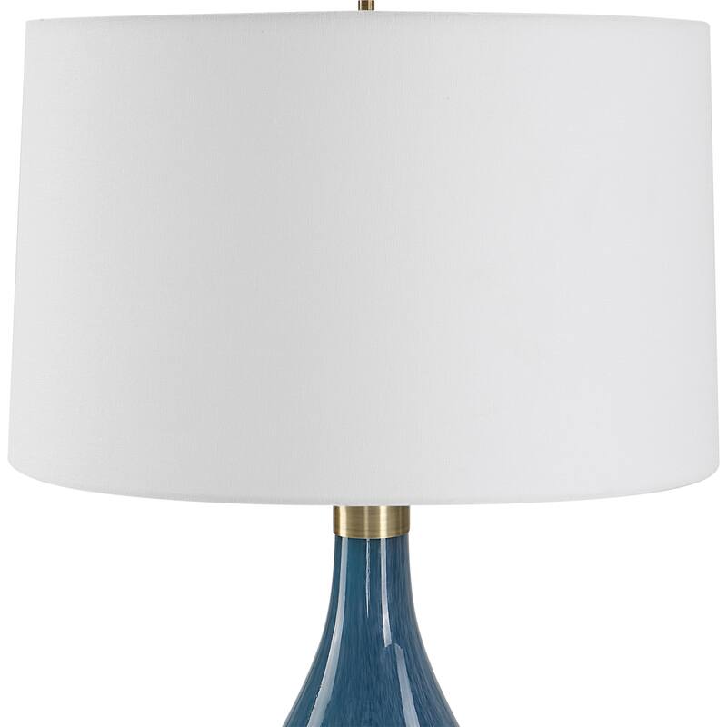 Glass Vase Style Table Lamp with Tapered Shade - 27.75" - Blue