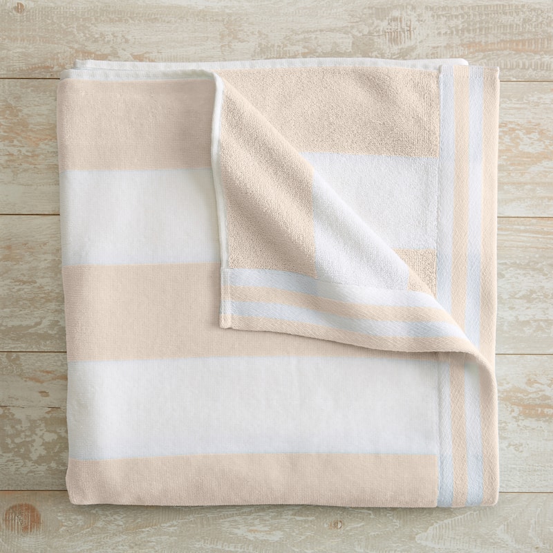 Linery & Co. 100% Cotton Velour Cabana Stripe Beach Towel