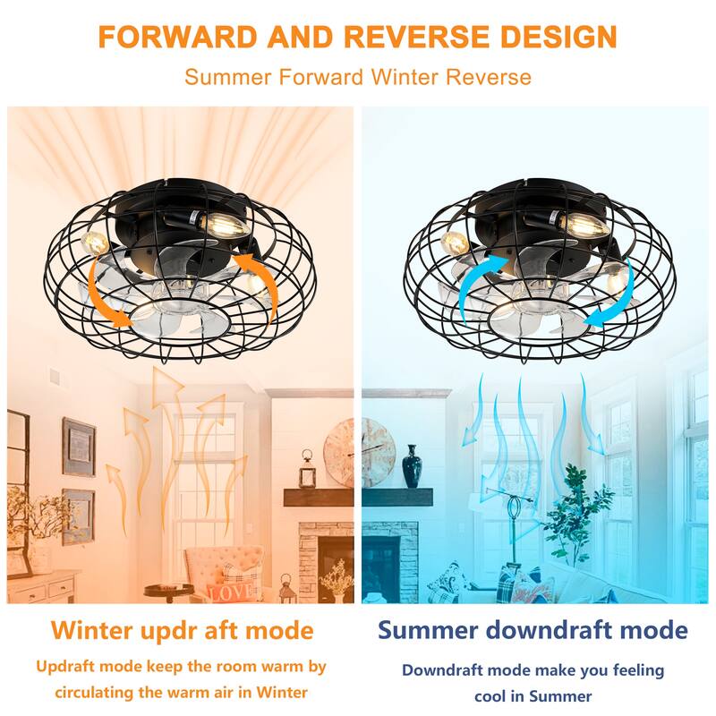 20" Low Profile Bladeless Ceiling Fan with Lights Kit and Remote 6 Wind Speeds Reversible Ceiling Fan(No Included Bulbs)