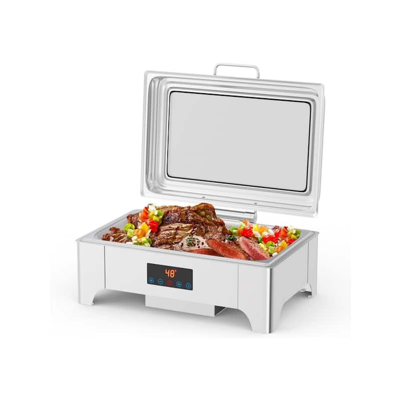 Electric Chafing Dish 9QT Full Size Touch Screen Chafing Dishes for Buffet Roll Top Set Food Servers and Warmer Gold - 9L - Silver