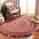 preview thumbnail 4 of 69, SAFAVIEH Handmade Braided Libby Country Cotton Rug with Fringe 4' Round - Red/Multi
