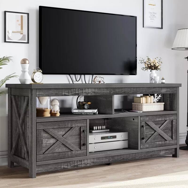 TV Stand for 65 in with Power Outlet Entertainment Center Gray - 59"