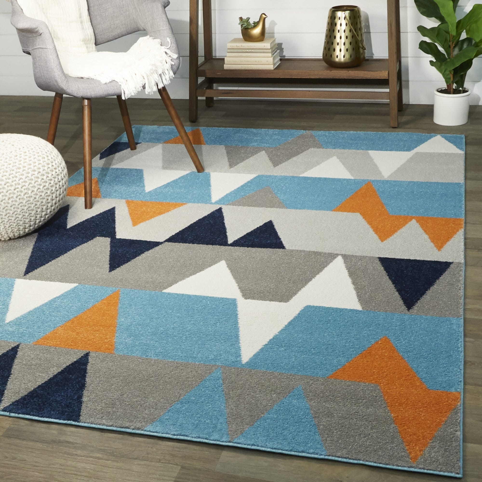 Multicolor Wool & Cotton Abstract Modern Door Mat Rug for Living