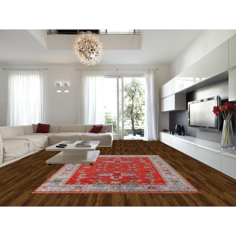 Red Heriz Serapi Indian Area Rug Handmade Wool Carpet - 9'0" x 12'0"